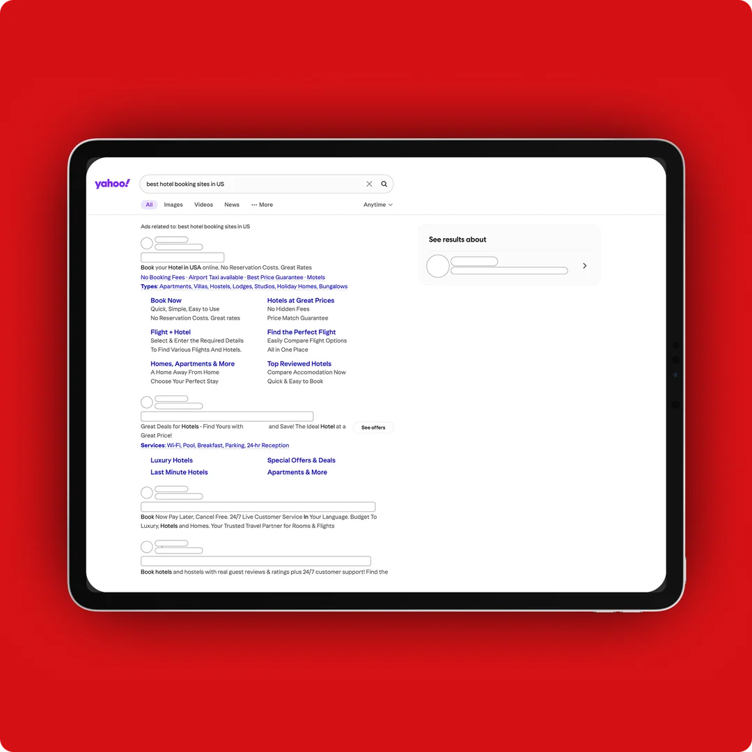 Yahoo search results served by an N2S feed